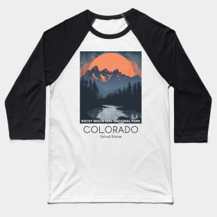 A Vintage Travel Illustration of the Rocky Mountain National Park - Colorado - US Baseball T-Shirt